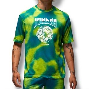 Jordan Sport AOP S/S Crewneck Tie-Dye T-Shirt Mardi Gras/Pine Green Men’s XL